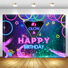 MOCSICKA Let's Glow Backdrop Happy Birthday Photography Background Neon Laser Party Decorations Banner Backdrops 2024 - buy cheap