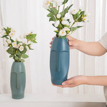 Jarrón de flores abstracto para decoración del hogar, florero de plástico de imitación de cerámica, maceta de decoración, cesta de flores de estilo nórdico 2024 - compra barato