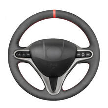 Hand Sew Black Suede Red Marker Car Steering Wheel Cover for Honda Fit 2009-2013 City 2009-2013 Jazz 2009-2013 Insight 20 2024 - buy cheap