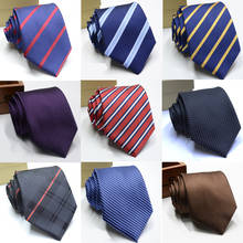 Fashion 8cm Men's Ties Navy Red Solid Striped Polyester Necktie Suit Business Wedding Party Jacquard Neck Ties accessories Gift 2024 - buy cheap