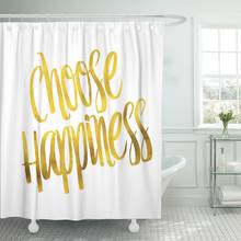 Motivational Choose Happiness Inspirational Quote Faux Gold Happy White Shower Curtain Waterproof Fabric 60 x 72 Inches Set with 2024 - buy cheap