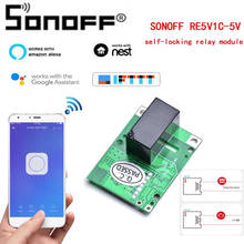 Релейный модуль SONOFF RE5V1C, wi-fi переключатель 5 в постоянного тока, беспроводные переключатели с подключением/самоблокировкой, режимы работы, умное управление через приложение/голос/LAN 2024 - купить недорого