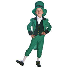 Cute Leprechaun Halloween Carnival Mardi Gras Cosplay Costume For Kid Patrick day Elf Green Swallow-tailed Coat Performance Show 2024 - buy cheap