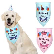 Pet Cat Dog Bandana Bibs Scarf Collar Happy Birthday Dual Layers Dog Collar Saliva Towel Kerchief Neckerchief Pet Supplies 2024 - buy cheap