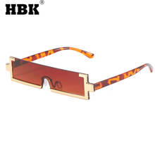 Hbk óculos de sol quadrado pequeno, óculos escuro feminino e masculino de uma peça, vintage e divertido uv400 2024 - compre barato
