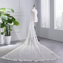 Beauty-Emily 3-Meters Long White Lace Edge Appliques Wedding Veils 2019 Ivory Bridal Veil Elegant Cathedral Wedding Accessories 2024 - buy cheap