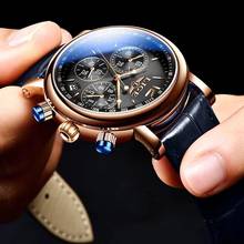 2021 lige topo marca de luxo nova moda relógio para homem couro à prova dwaterproof água relógios esportes dos homens quartzo relógio de pulso reloj hombre 2024 - compre barato