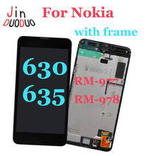 4,5 ''чехол с подставкой и отделениями для карт для Nokia Lumia 630 635 ЖК-экран дисплей, сенсорный экран, дигитайзер, для сборки, с корпусом, для RM-977 RM-978 с ЖК-дисплеем 2024 - купить недорого