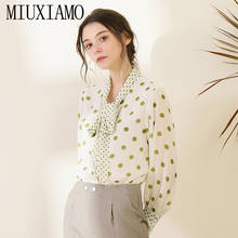 Miuximao-blusa feminina com estampa de bolinhas, camisa elegante para escritório, manga longa, solta, verão 2020 2024 - compre barato