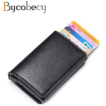 Bycobecy Travel Card Wallet 2020 Men And Women Credit Card Holder RFID Aluminium Business Card Holder Crazy Horse PU Leather 2024 - buy cheap