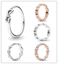 925 prata esterlina pan anel clássico infinito nó com anéis de cristal para jóias de presente de casamento feminino 2024 - compre barato