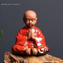 Mini bandeja de té de arcilla para mascotas, adornos creativos hechos a mano, pequeño monje Zen, arena púrpura, decoraciones para el hogar, ceremonia del té 2024 - compra barato