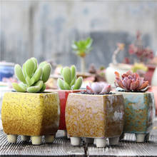 New Square Succulent Plant Pot Kiln Becomes Ceramic Stoneware Breathable  Peacock Glaze Ceramic Flower Pot Without Green Plants 2024 - buy cheap