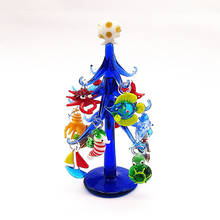 Ornamento artesanal de vidro azul, árvore de natal, aquário doméstico, decoração marinha, 12 peças, estatuetas em miniatura, acessórios de pingente 2024 - compre barato