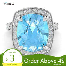 Visisap Super Large 10ct Brilliant Blue AAA+zircon Rings for Women Icedout Luxury Wedding Female Ring Dropshipping Jewelry B2391 2024 - buy cheap