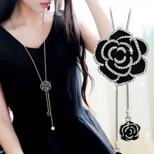 2021 Elegant Lady Statement Long Necklaces for Women Crystal Flower Butterfly Angel Pearl Pendant Sweater Chain Trendy Jewelry 2024 - buy cheap