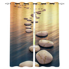 Zen Stones In Water During Sunset Window Curtains for Living Room Kitchen Kids Bedroom Home interior Decoration Curtains 2024 - buy cheap