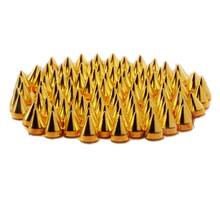 9.5mm 100pcs espinho de cone dourado parafuso enfeite de couro artesanato faça você mesmo manchas punk bala 2024 - compre barato