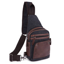 MAKETINA new fashion diagonal bag men canvas stitching leather retro leisure travel shoulder bag mini crossbody chest handbag 2024 - buy cheap