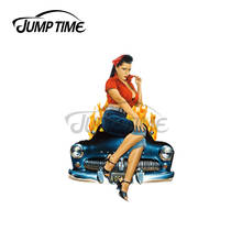 Jump Time 13 x 6.6cm For Rockabilly Vintage Pinup Girl Car Stickers Surfboard Scratch-proof Decal Cartoon Windshield Decoration 2024 - buy cheap