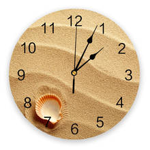 Small Seashell On Golden Sand Wall Clock Modern Design Home Wall Decorations Living Room Ornament Round Clocks 2024 - buy cheap