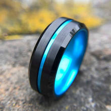 Модное мужское кольцо 8 мм из нержавеющей стали, золотое, красное, синее, со скошенными краями, обручальное кольцо, ювелирные изделия для мужчин 2024 - купить недорого