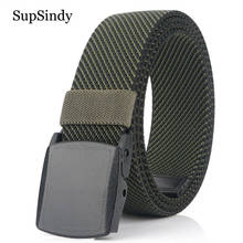 SupSindy Men Stretch elastic nylon belt Fashion Plastic automatic buckle jeans belts for women casual waistband male strap green 2024 - buy cheap