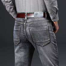2020 мужские джинсы деловые повседневные Летние прямые облегающие серые Джинсы Стрейчевые джинсовые брюки классические ковбойские брюки размер 28-40 2024 - купить недорого