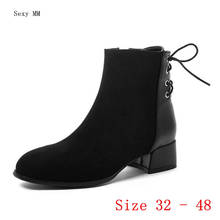 Spring Autumn Low Med Heels Women Ankle Boots Woman Short Boots Med Heel Shoes Small Plus Size 32 - 48 2024 - buy cheap