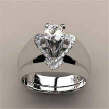 Новые модные циркониевые кольца в форме сердца для женщин, ювелирные изделия, серебристые кольца для женщин, обручальное кольцо, женское винтажное свадебное кольцо обещания, Новинка 2024 - купить недорого