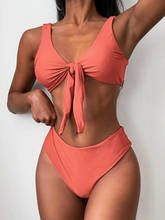 Zaful-conjunto de biquíni feminino acolchoado, frontal, com nó, cores sólidas, verão, roupa de banho, sexy, traje de banho, roupa de praia, para nadar 2024 - compre barato