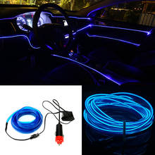 Fio de luz fria led flexível neon el para carro, 3/5m, 12v, decoração de automóveis, faixa de luz, decoração de interiores 2024 - compre barato