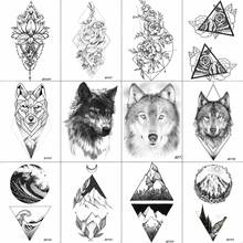 VANKIRS Geometry Rhombus Tattoos Temporary Arm Lotus Wolf Men Tattoo Stickers Black Flower Waterproof Tatoos Women Henna Pastes 2024 - buy cheap