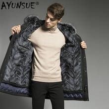 AYUNSUE Winter Goose Down Jacket Men Real Fur Coat Natural Rabbit Fur Liner Fox Fur Collar Long Warm Coats Parkas 2020 18P9134-2 2024 - buy cheap