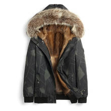 Real Raccoon Dog Fur Trimmed Collar Natural Luxury Mink Lining Fur Parkas Men Winter Warm Real Fur Jackets 2024 - buy cheap
