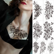 Flower Blooming Waterproof Temporary Tattoo Stickers Jasmine Leaf Flower Rose Sexy Tatoo Arm Body Art Fake Tatooo Black Women 2024 - buy cheap