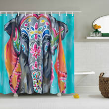 3D Indian elephant shower curtain printing pattern shower curtain moisture-proof washable bathroom decoration with hook 2024 - buy cheap