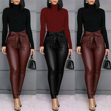 Модные женские сексуальные тонкие черные эластичные брюки-карандаш из искусственной кожи 2024 - купить недорого
