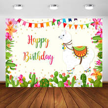 Fondo decorativo para fiesta de cumpleaños, fotomatón con temática mexicana de Llama, Cactus de Alpaca, para fotografía 2024 - compra barato