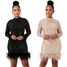 Sexy Sequin Turtleneck Dress Women Bodycon Shiny Plus Size Evening Party Dresses Vintage Slim Long Sleeve Gatsby Dress 2019 2024 - buy cheap