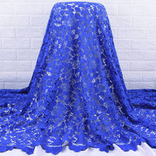 Zhenguitu-tecido de renda azul guipure com flores, modelo africano, vestido de festa e casamento feminino a2069 2024 - compre barato