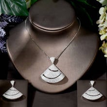 HIBRIDE Small Fan Shape Pendant Necklace Link Chain Jewelry Set For Women Wedding Dress Accessories Bijoux Femme N-658 2024 - buy cheap