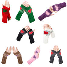 1 Pair Winter Heart Typing Half Gloves For Women Girls Arm Wrist Warmer Sleeves Mittens Holders Sweet Cute Female Gloves Guantes 2024 - buy cheap