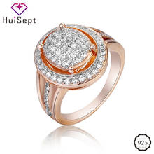 HuiSept Sivler 925 Ring for Women Oval Shaped Zircon Gemstone Fashion Jewelry Ornaments Rose Gold Rings Wedding Party Wholesale 2024 - buy cheap