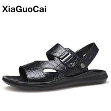 Sandalias informales de verano para hombre, zapatos de playa de cuero genuino, zapatillas de ocio antideslizantes de fondo grueso, novedad de 2021 2024 - compra barato