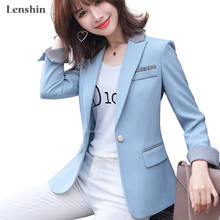 Lenshin Women Elegant Fashion  Jacket with Pockets Blazer Keep Slim Single Button Office Lady Contrast Color Coat Outwear 2024 - buy cheap