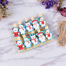 10PCS/Set Christmas Bear Wood Clips Photo Paper Pegs Clothespin Craft Decor 2024 - buy cheap