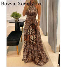 Women Leopard Butterfly Print Halter Backless Maxi Dress Beach Wearing Lady Casual Sleeveless Outfit 2024 - buy cheap