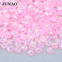 Junao 4 5 6mm rosa ab flor unha arte strass adesivos de cristal redondo pedras preciosas de resina plana aplique para roupas jóias 2024 - compre barato