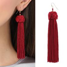 Women Earrings Bohemian Women Woven Knot Long Tassel Dangle Hook Earrings Statement Jewelry Dress Woman's accesories 2024 - buy cheap